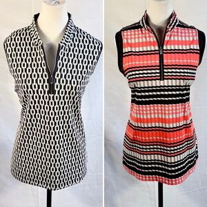 Tail Golf~Tennis~Pickleball Sleeveless Zip Front Active Tops Lot of 2 Sz L💚